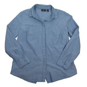 ALC Woman‎ Cotton Chambray Tulip Hem Back Blouse, Size Small